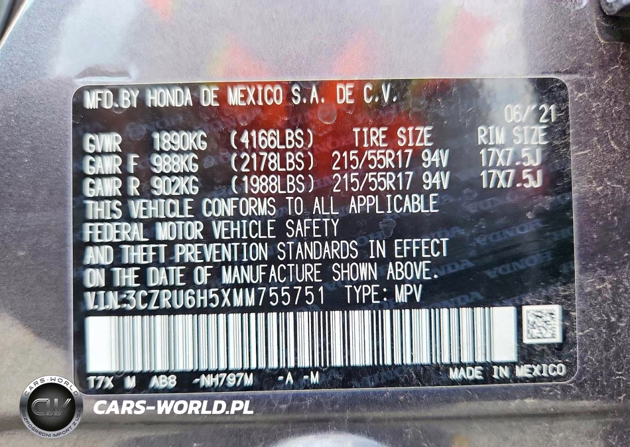 2021 Honda Hr-V Ex VIN:3CZRU6H5XMM755751 - 13