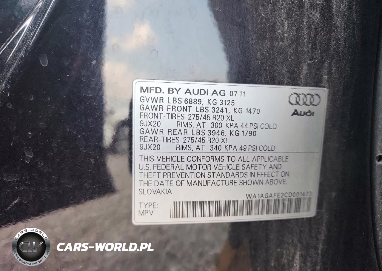 2012 Audi Q7 Prestige VIN:WA1AGAFE2CD001473 - 13