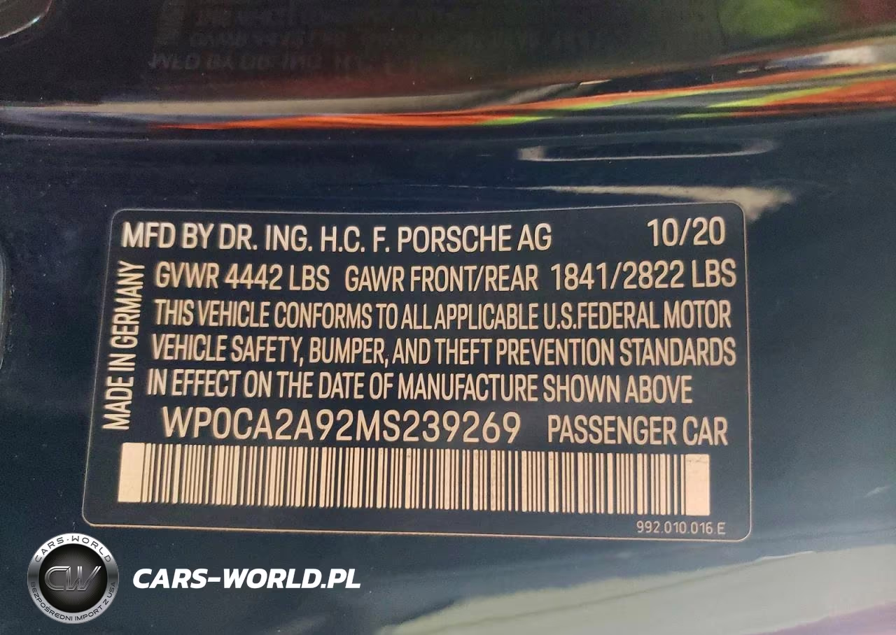 2021 Pors 911 Carrer VIN:WP0CA2A92MS239269 - 12