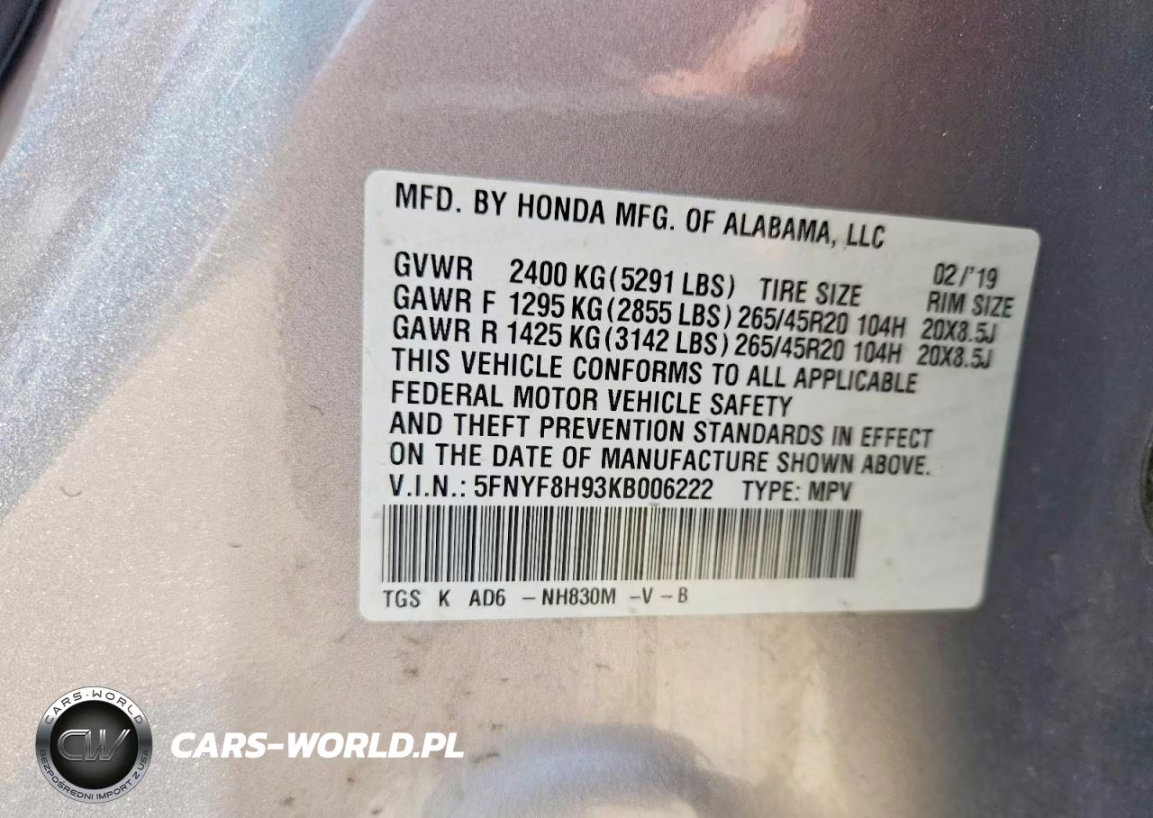 2019 Honda Passport Touring VIN:5FNYF8H93KB006222 - 12