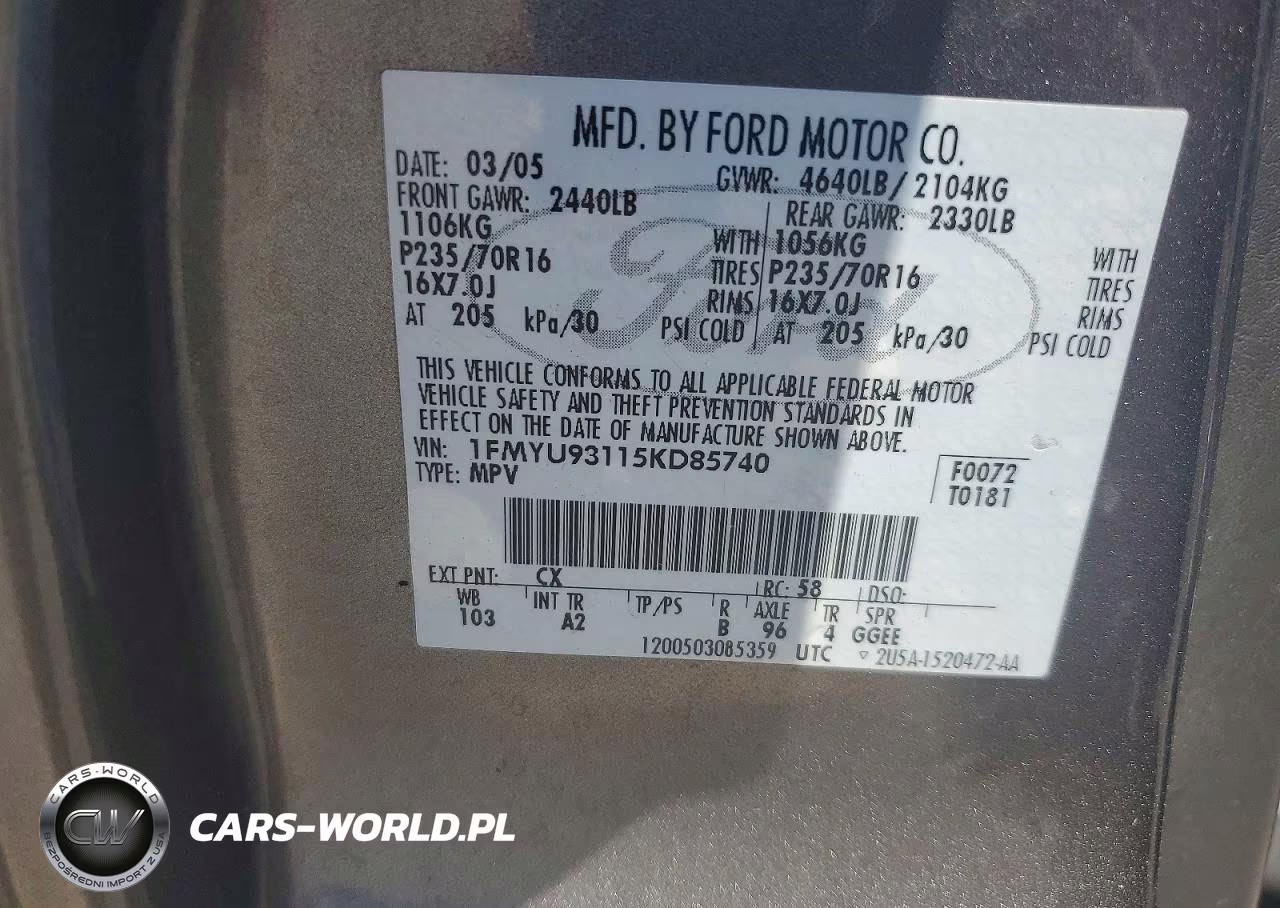 2005 Ford Escape Xlt VIN:1FMYU93115KD85740 - 13