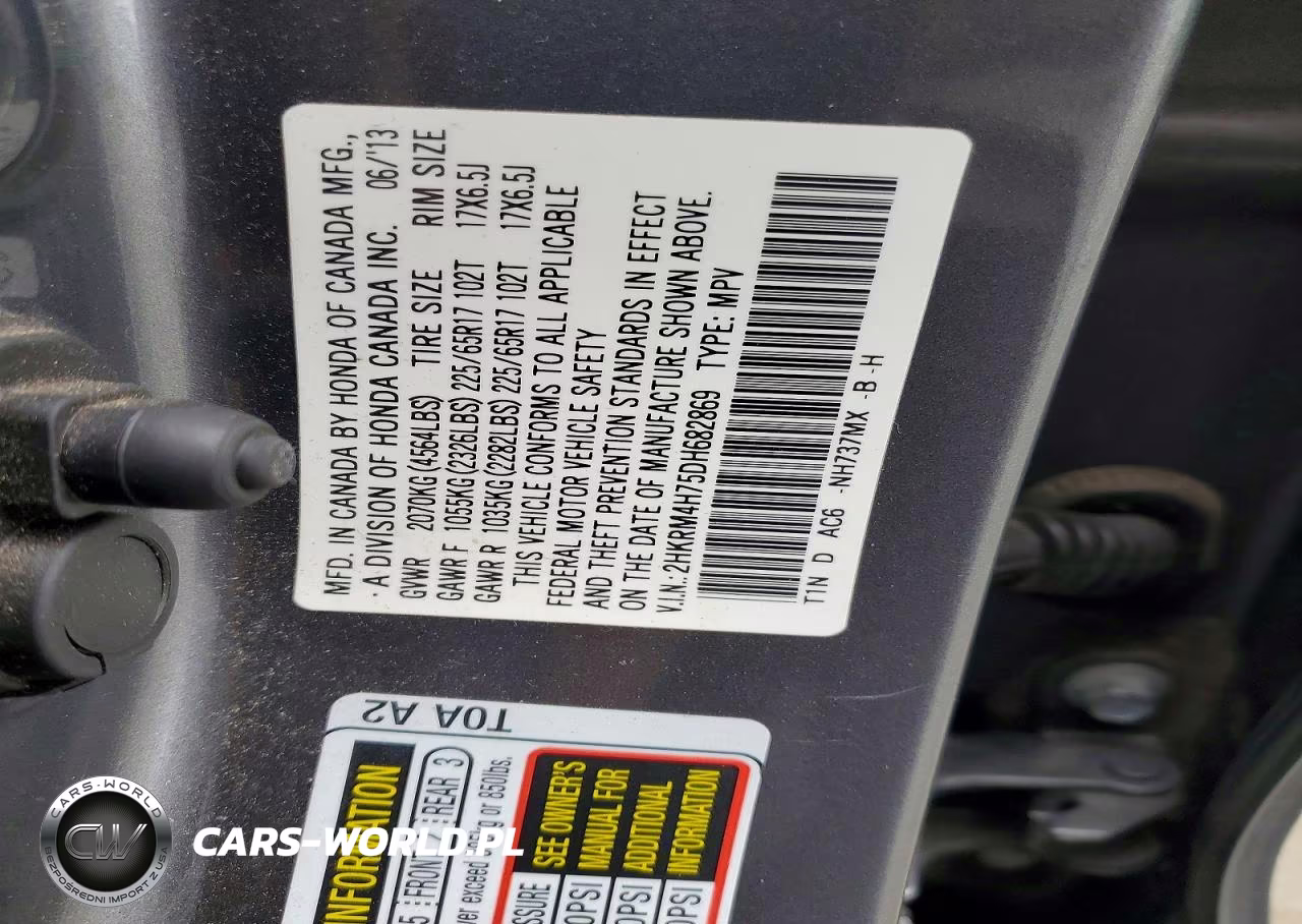 2013 Honda Cr-V Exl VIN:2HKRM4H75DH682869 - 14