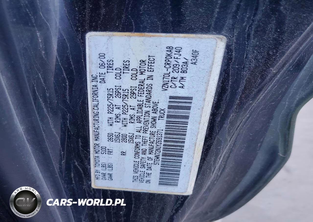 2000 Toyota Tacoma Xtracab VIN:5TEWN72N1YZ691371 - 12