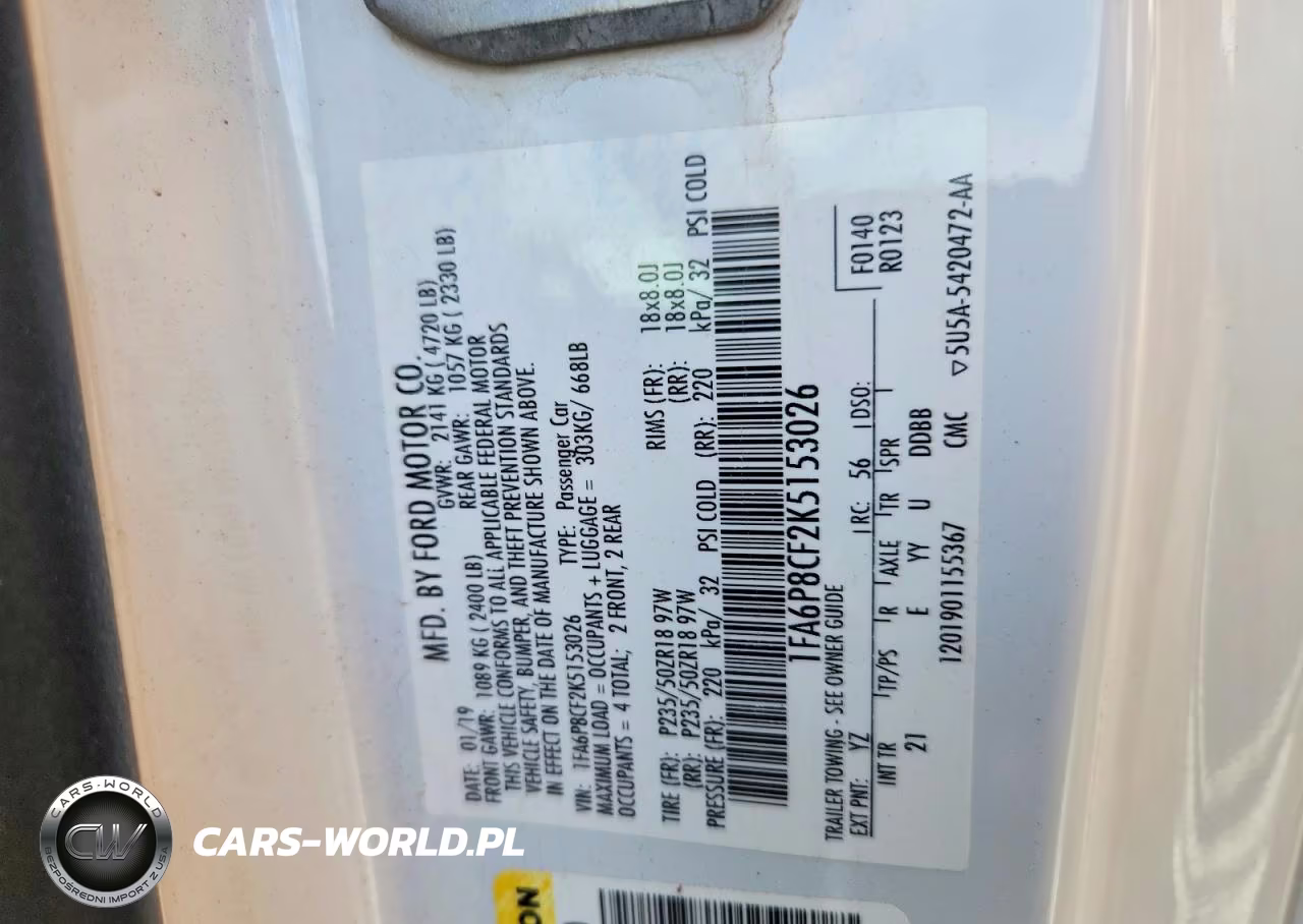 2019 Ford Mustang Gt VIN:1FA6P8CF2K5153026 - 12