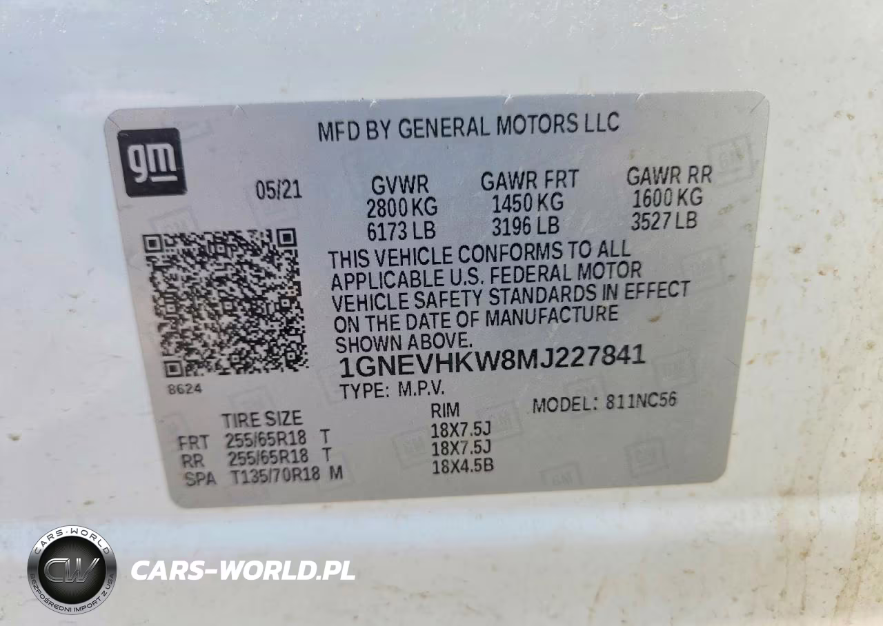 2021 Chevrolet Traverse Lt VIN:1GNEVHKW8MJ227841 - 13