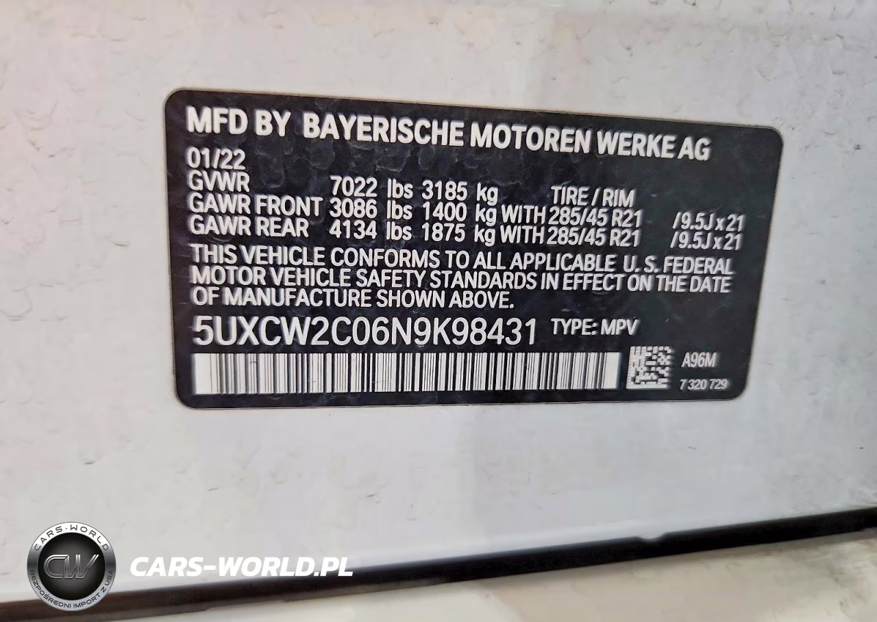 2022 BMW X7 xDrive40I VIN:5UXCW2C06N9K98431 - 14