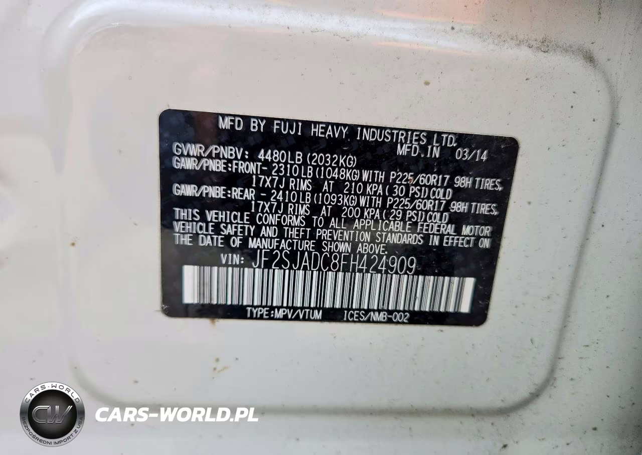 2015 Subaru Forester 2.5I Premium VIN:JF2SJADC8FH424909 - 14