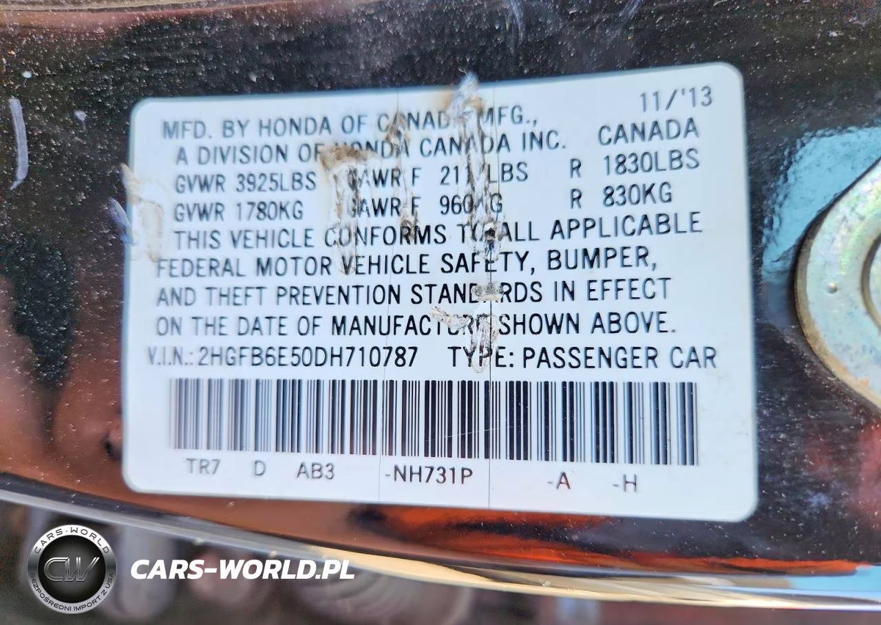 2013 Honda Civic Si VIN:2HGFB6E50DH710787 - 12
