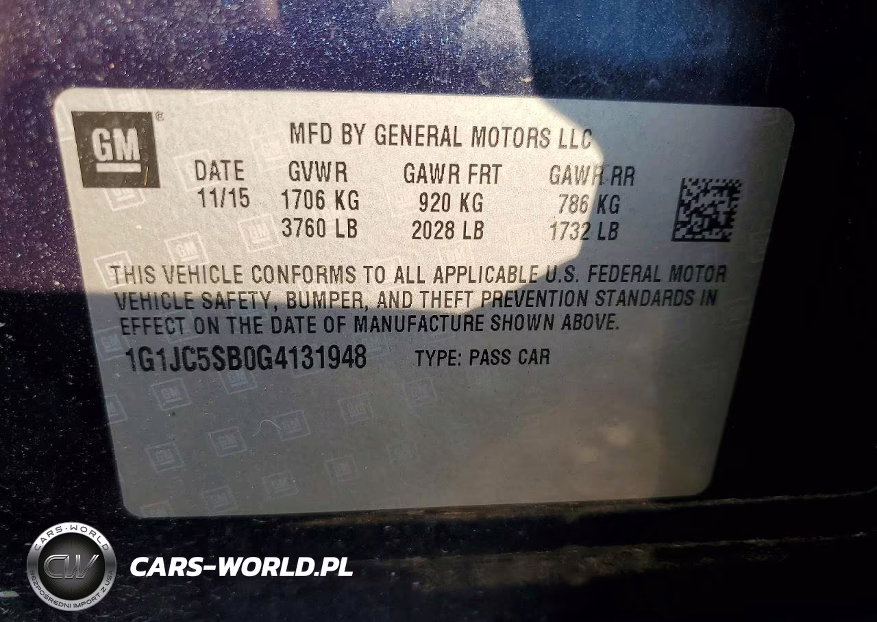 2016 Chevrolet Sonic Lt VIN:1G1JC5SB0G4131948 - 12