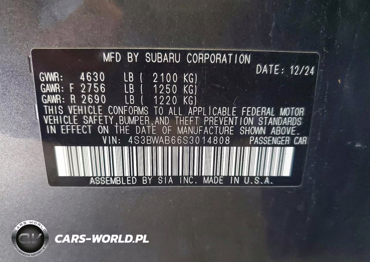 2025 Subaru Legacy VIN:4S3BWAB66S3014808 - 13