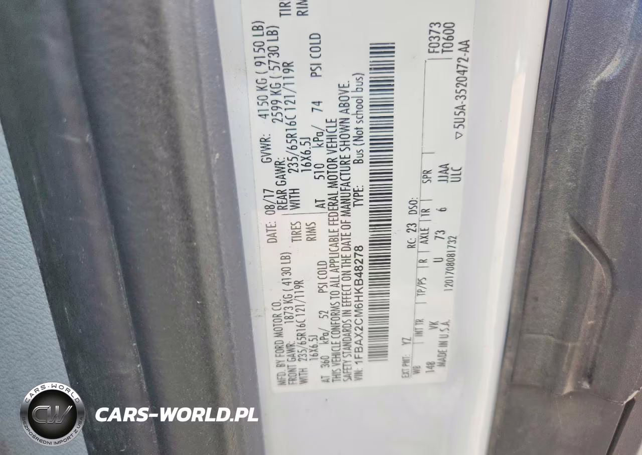 2017 Ford Transit T-350 VIN:1FBAX2CM6HKB48278 - 13