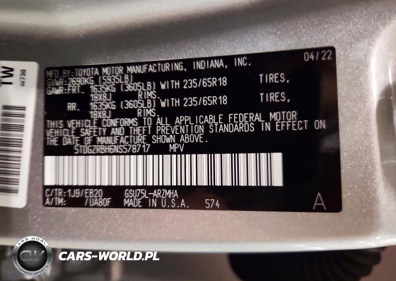 2022 Toyota Highlander Xle VIN:5TDGZRBH6NS578717 - 13