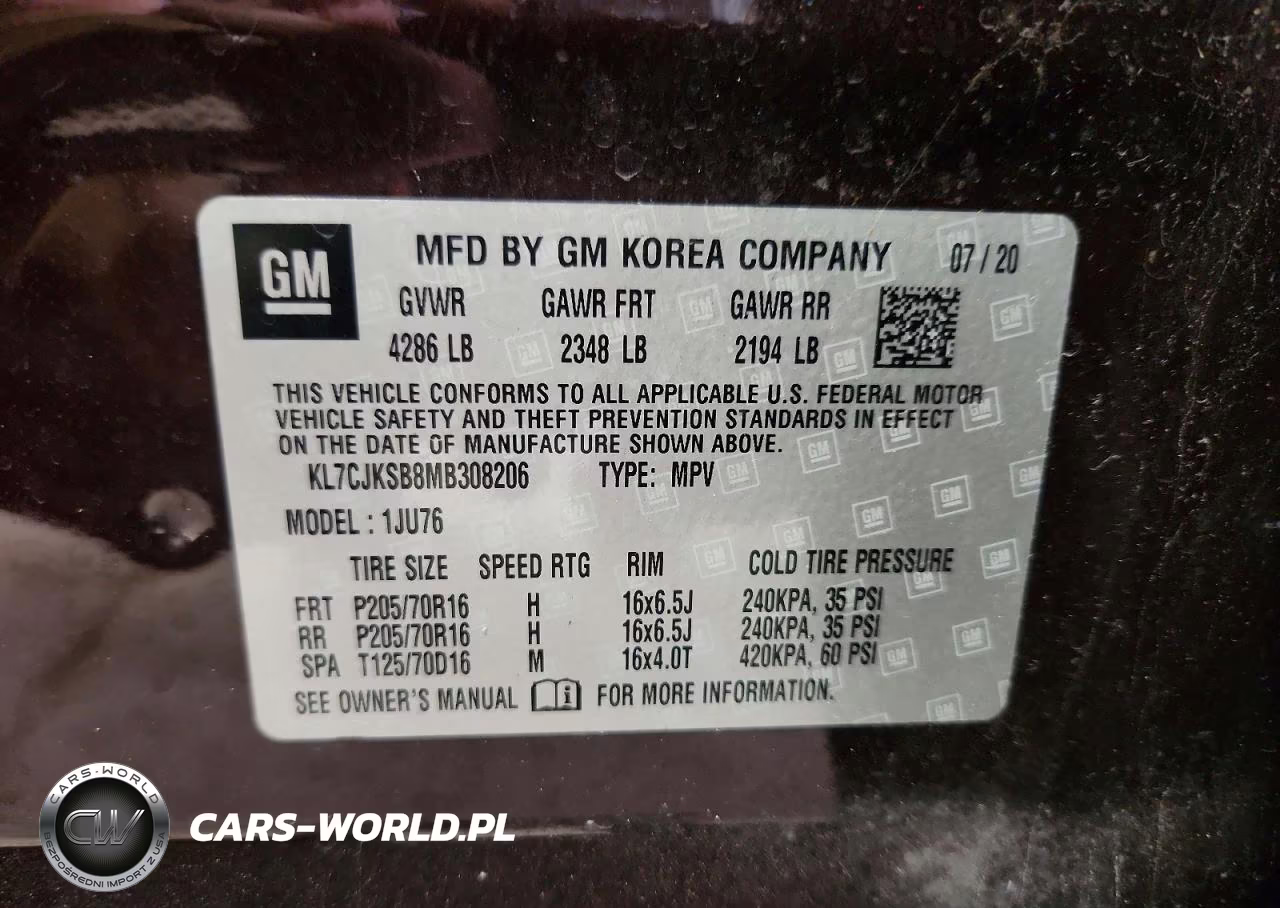 2021 Chevrolet Trax Fwd Ls VIN:KL7CJKSB8MB308206 - 12