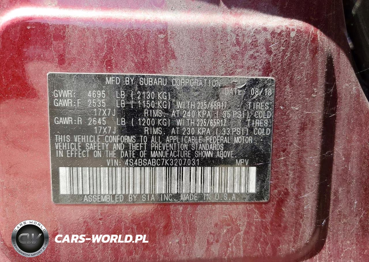 2019 Subaru Outback 2.5I VIN:4S4BSABC7K3207031 - 13