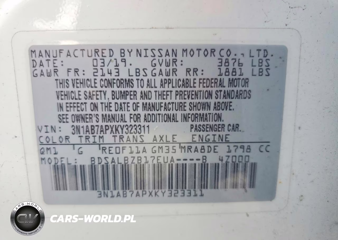 2019 Nissan Sentra S VIN:3N1AB7APXKY323311 - 12