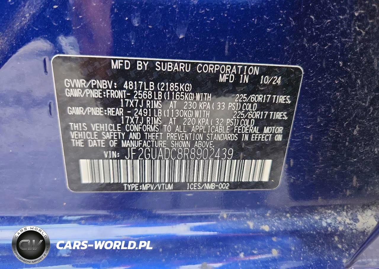 2024 Subaru Crosstrek Premium VIN:JF2GUADC8R8902439 - 13