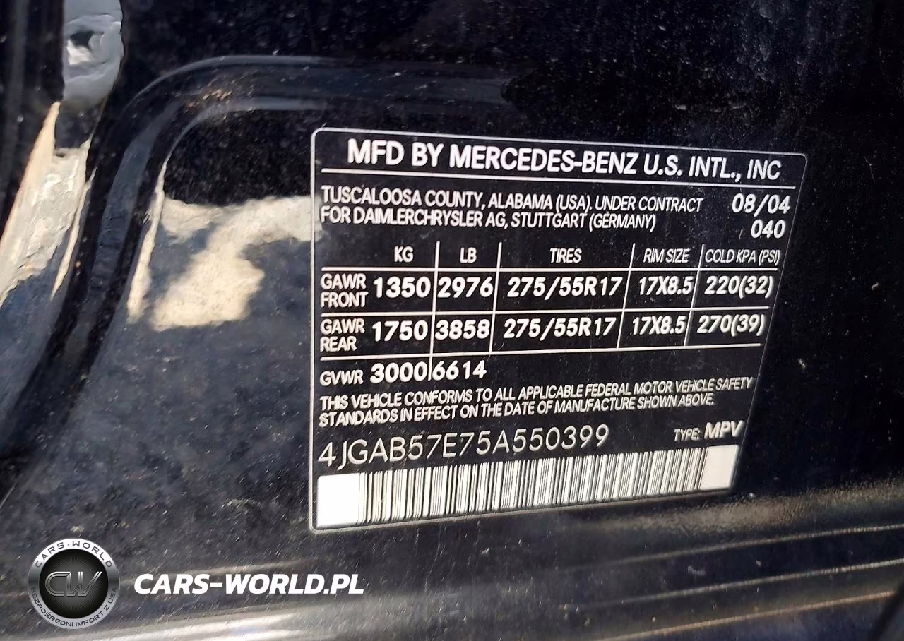 2005 Mercedes-Benz Ml 350 VIN:4JGAB57E75A550399 - 12