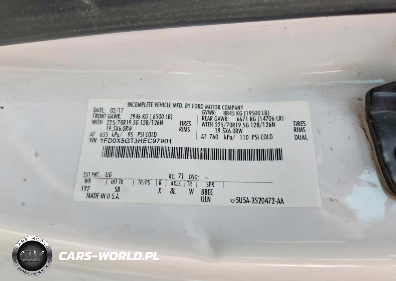 2017 Ford F550 Super Duty VIN:1FD0X5GT3HEC97901 - 12