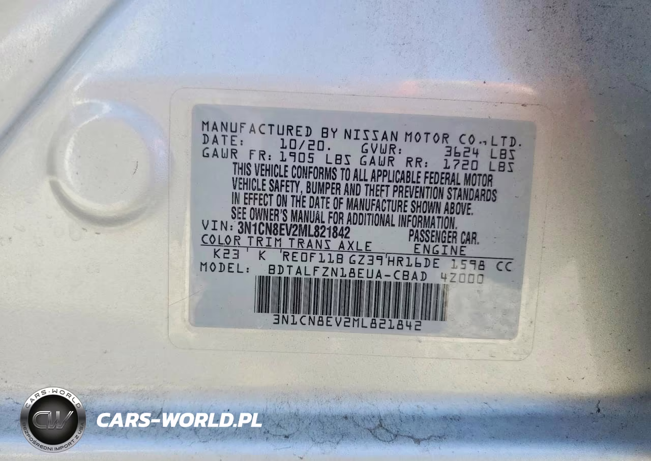 2021 Nissan Versa Sv VIN:3N1CN8EV2ML821842 - 13