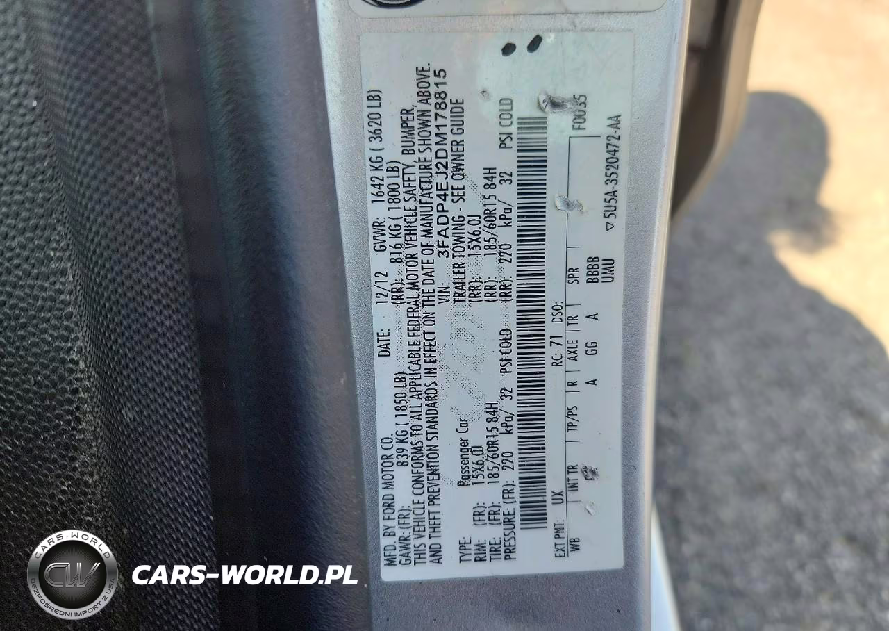 2013 Ford Fiesta Se VIN:3FADP4EJ2DM178815 - 12