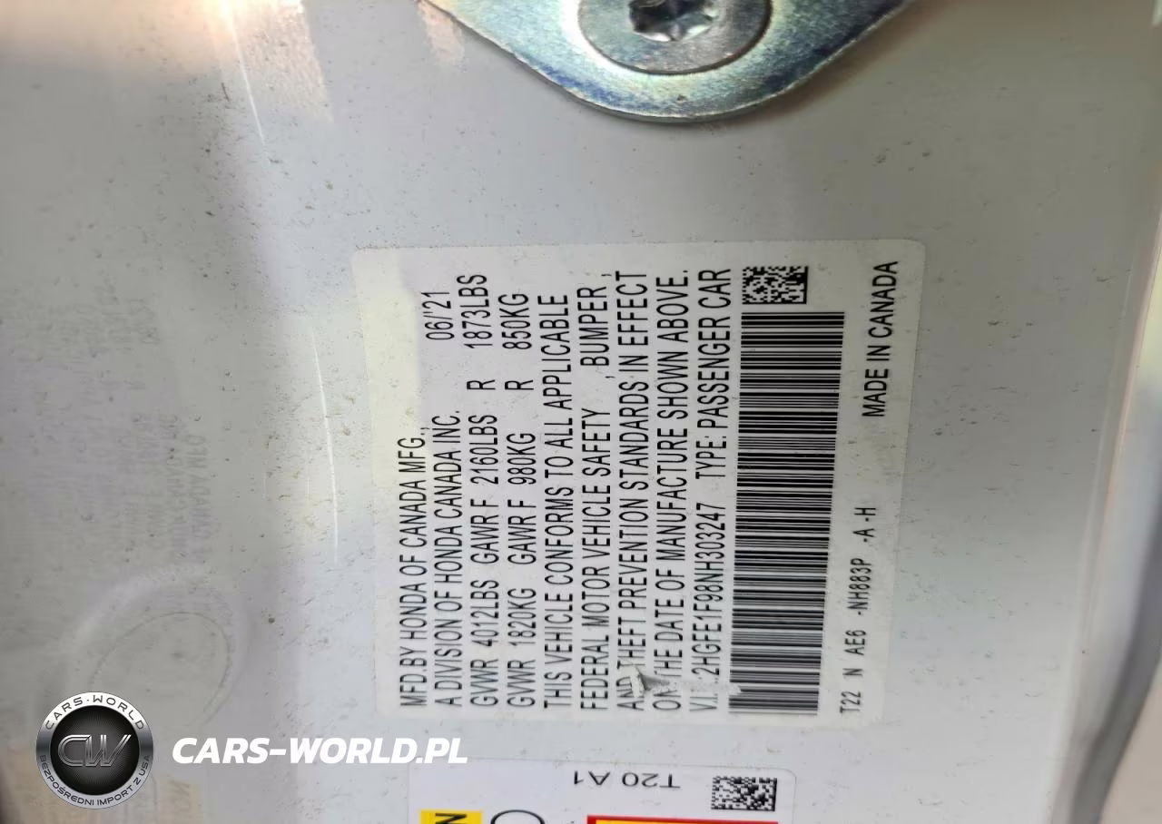 2022 Honda Civic Touring VIN:2HGFE1F98NH303247 - 12