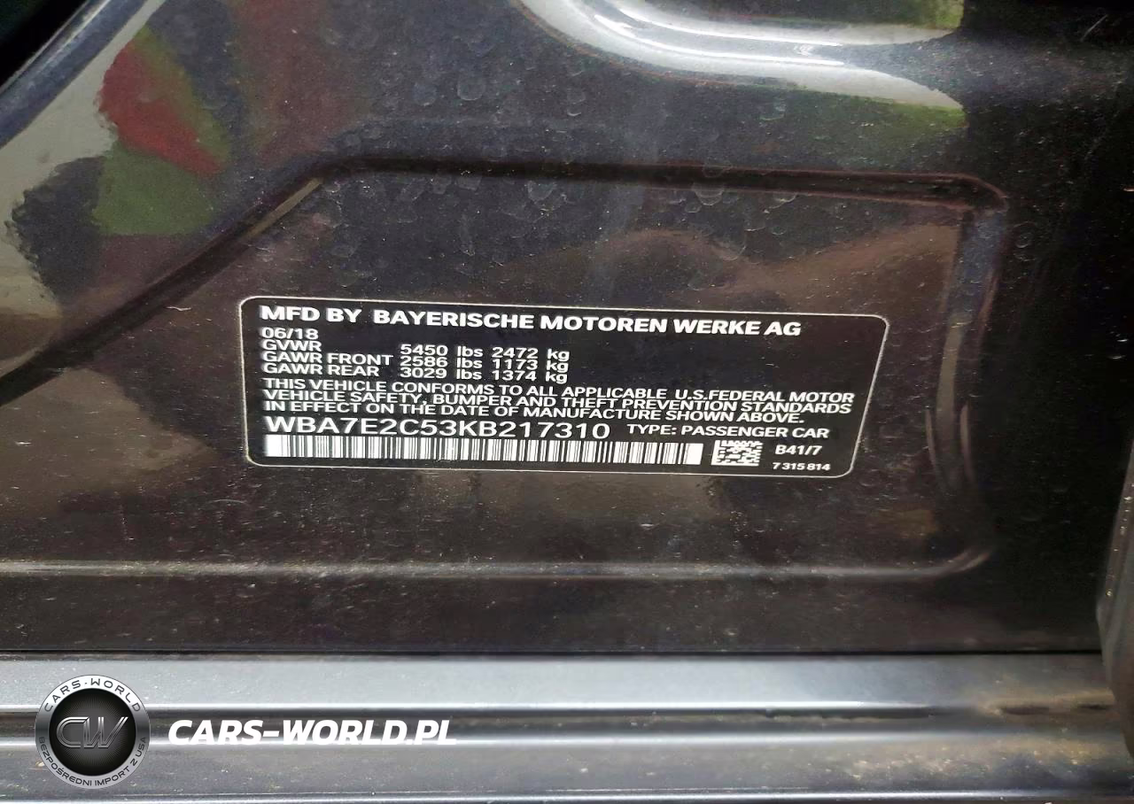 2019 BMW 740 I VIN:WBA7E2C53KB217310 - 13