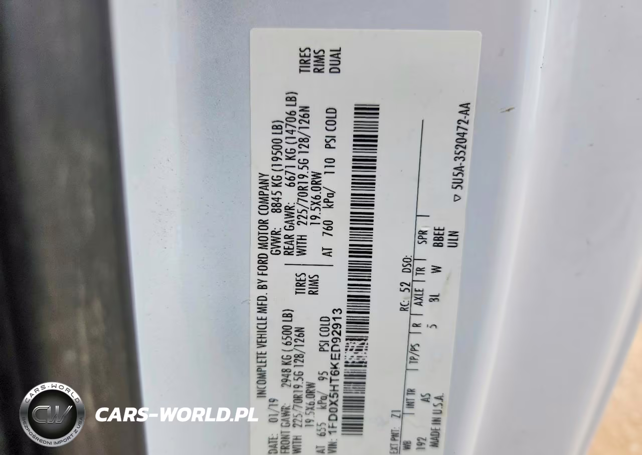 2019 Ford F550 Super Duty VIN:1FD0X5HT6KED92913 - 12