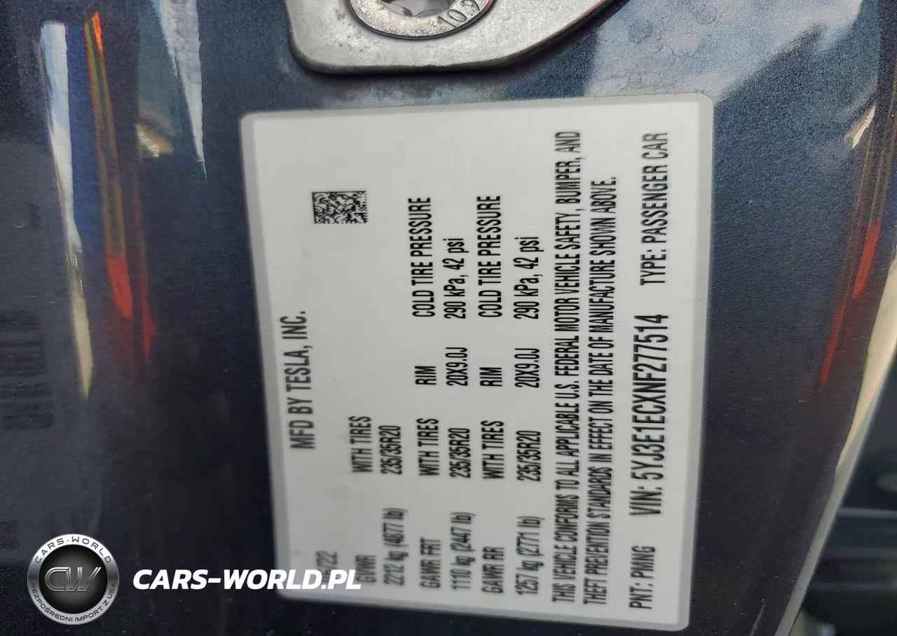 2022 Tesla Model 3 VIN:5YJ3E1ECXNF277514 - 13