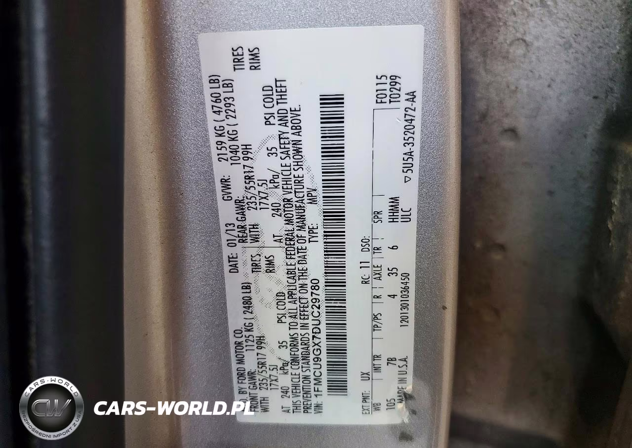 2013 Ford Escape Se VIN:1FMCU9GX7DUC29780 - 12