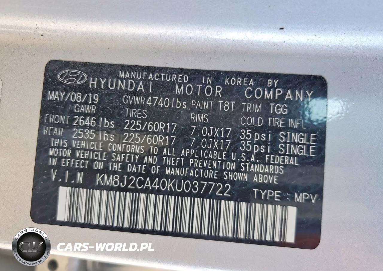 2019 Hyundai Tucson Se VIN:KM8J2CA40KU037722 - 13