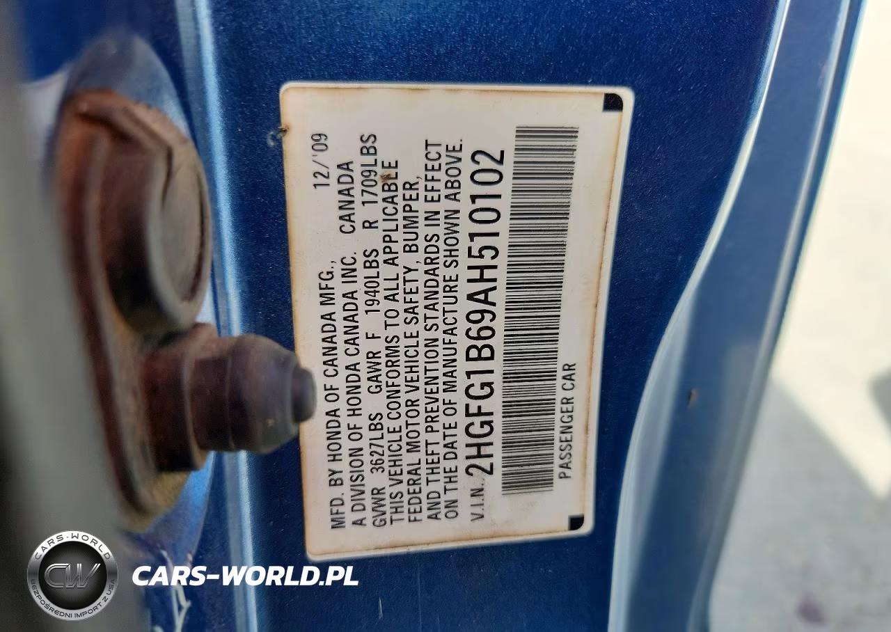2010 Honda Civic Lx VIN:2HGFG1B69AH510102 - 12