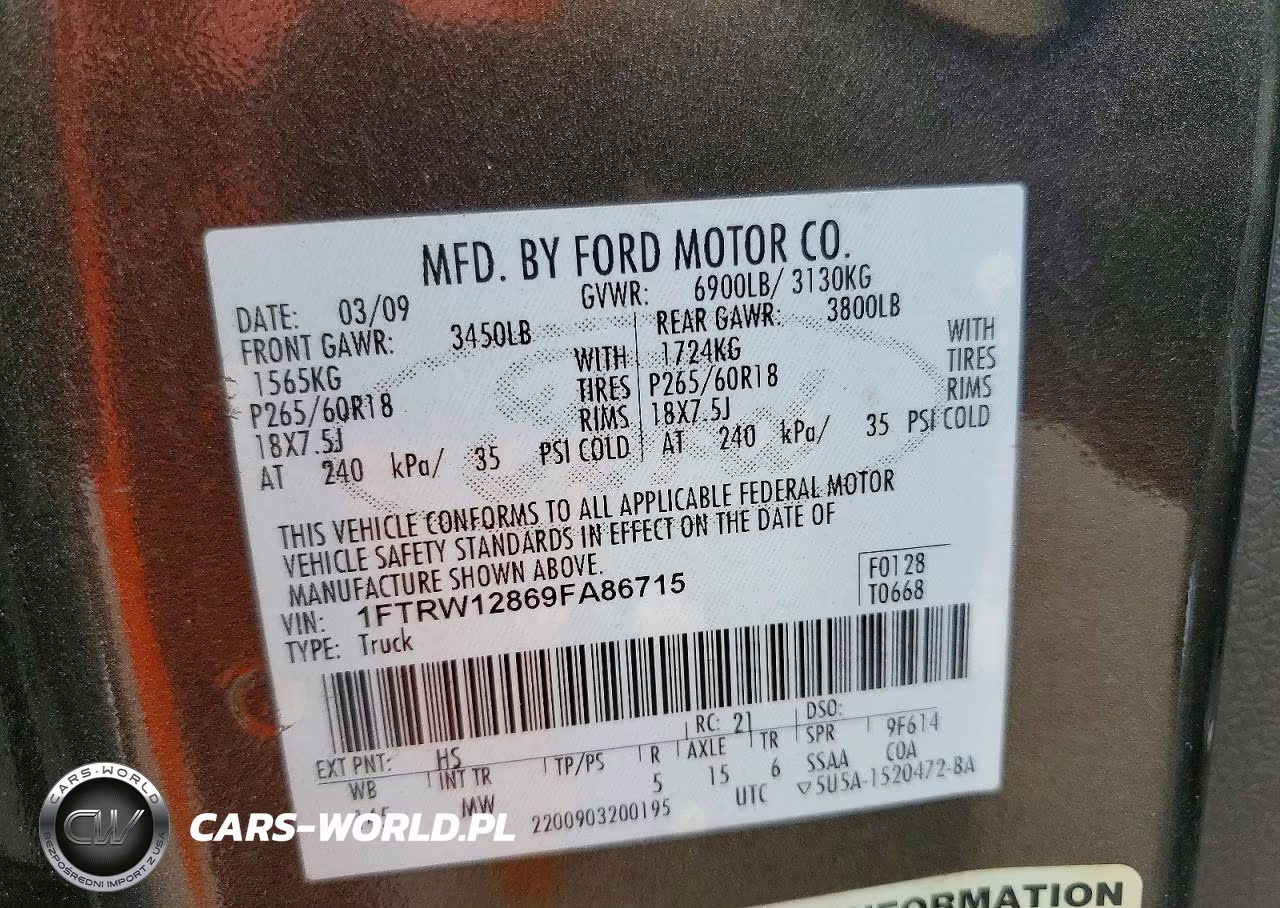 2009 Ford F150 Supercrew VIN:1FTRW12869FA86715 - 13