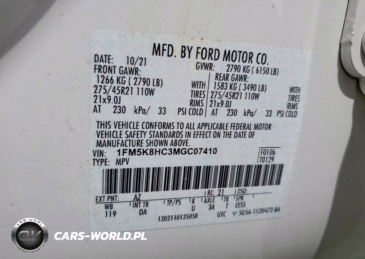 2021 Ford Explorer Platinum VIN:1FM5K8HC3MGC07410 - 14