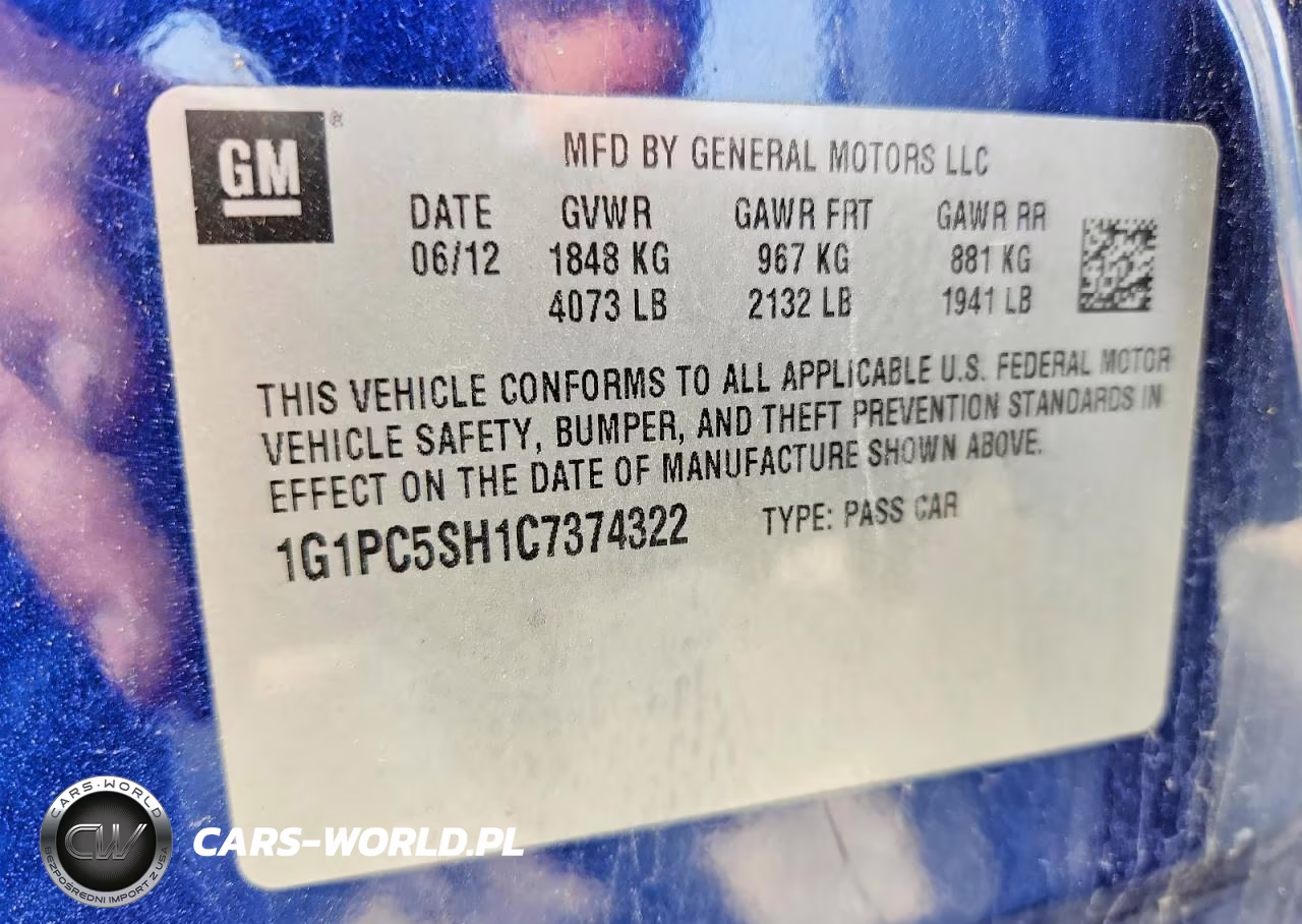 2012 Chevrolet Cruze Ls VIN:1G1PC5SH1C7374322 - 12