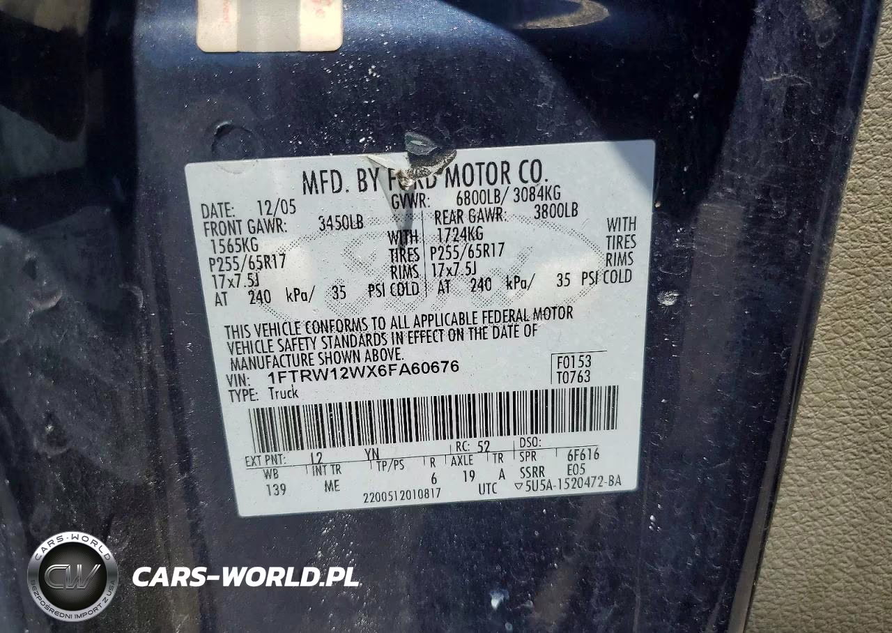 2006 Ford F150 Supercrew VIN:1FTRW12WX6FA60676 - 12