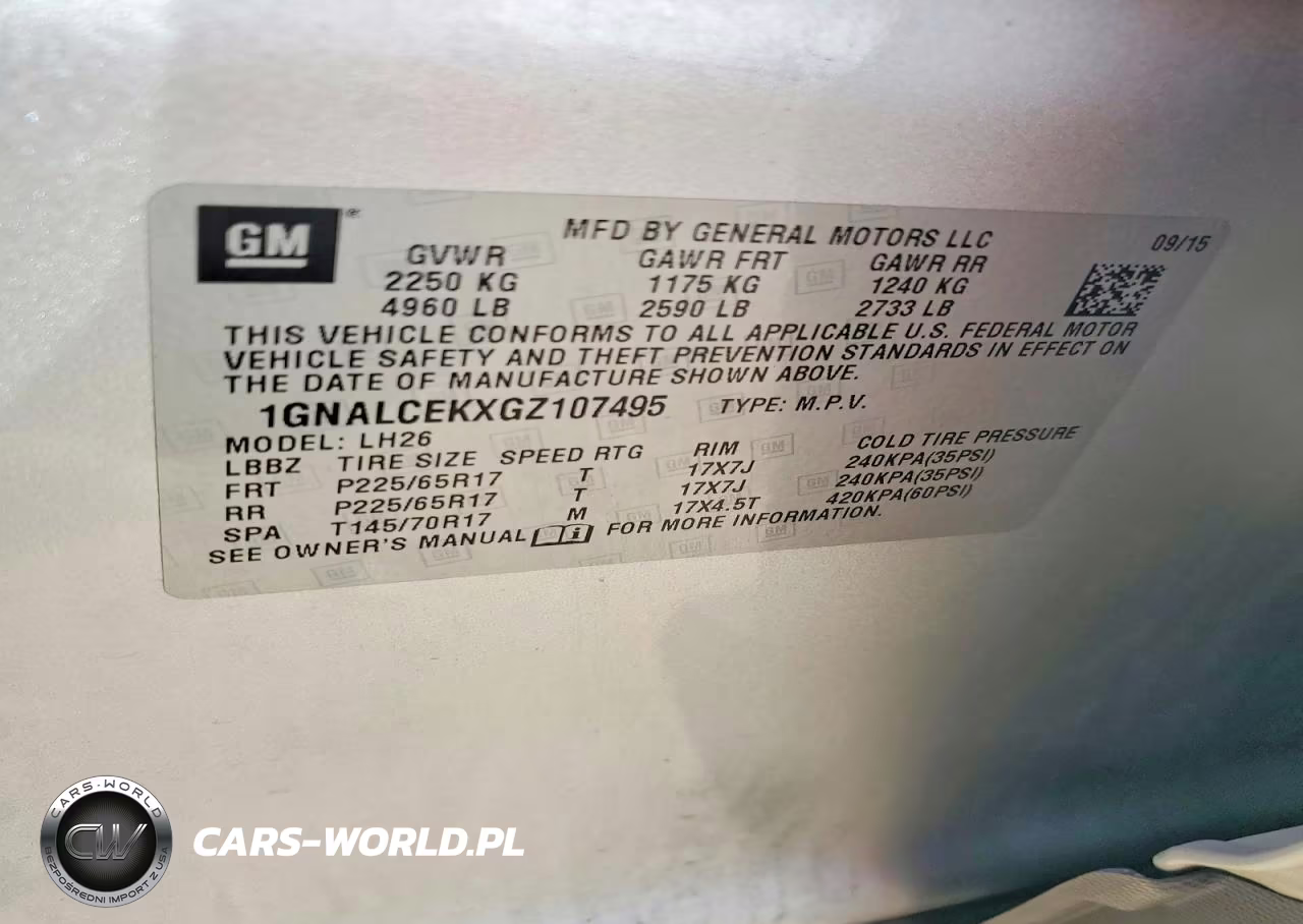 2016 Chevrolet Equinox Lt VIN:1GNALCEKXGZ107495 - 12