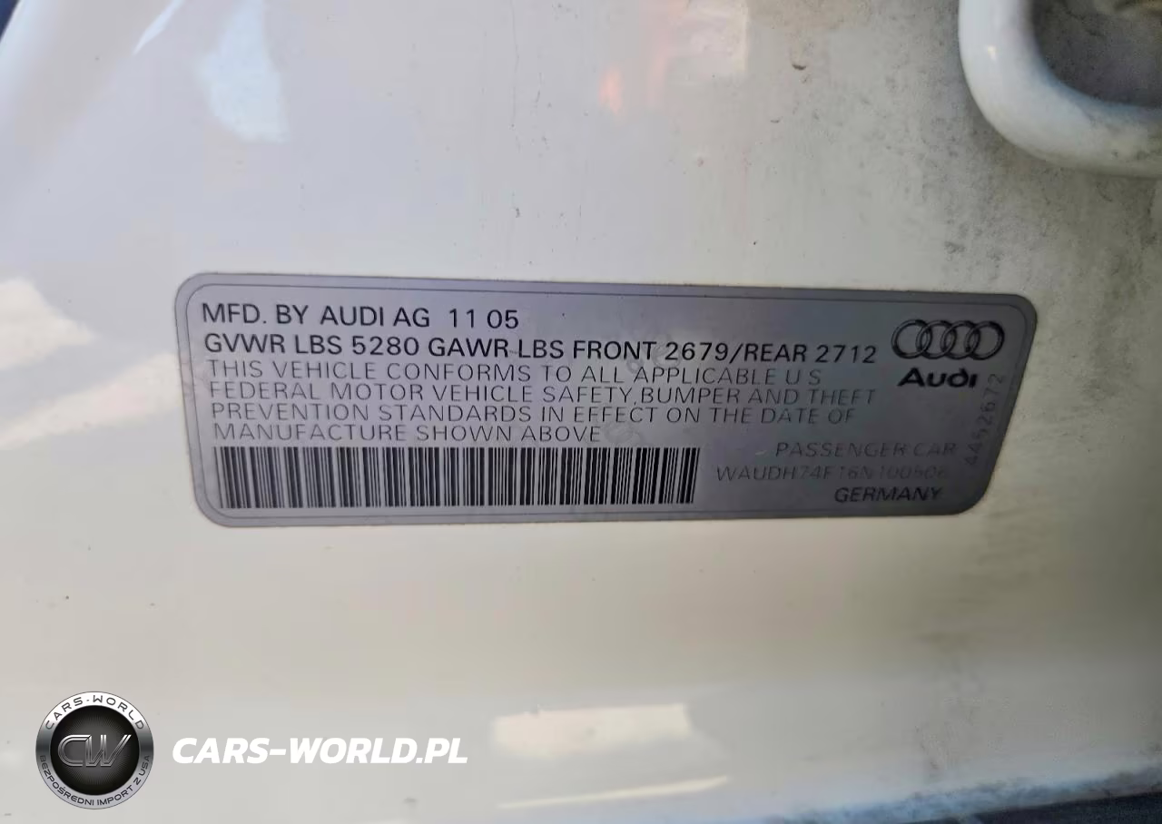2006 Audi A6 3.2 Quattro VIN:WAUDH74F16N100506 - 12