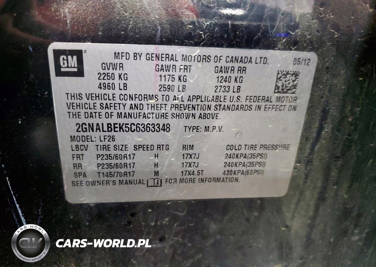 2012 Chevrolet Equinox Ls VIN:2GNALBEK5C6363348 - 12