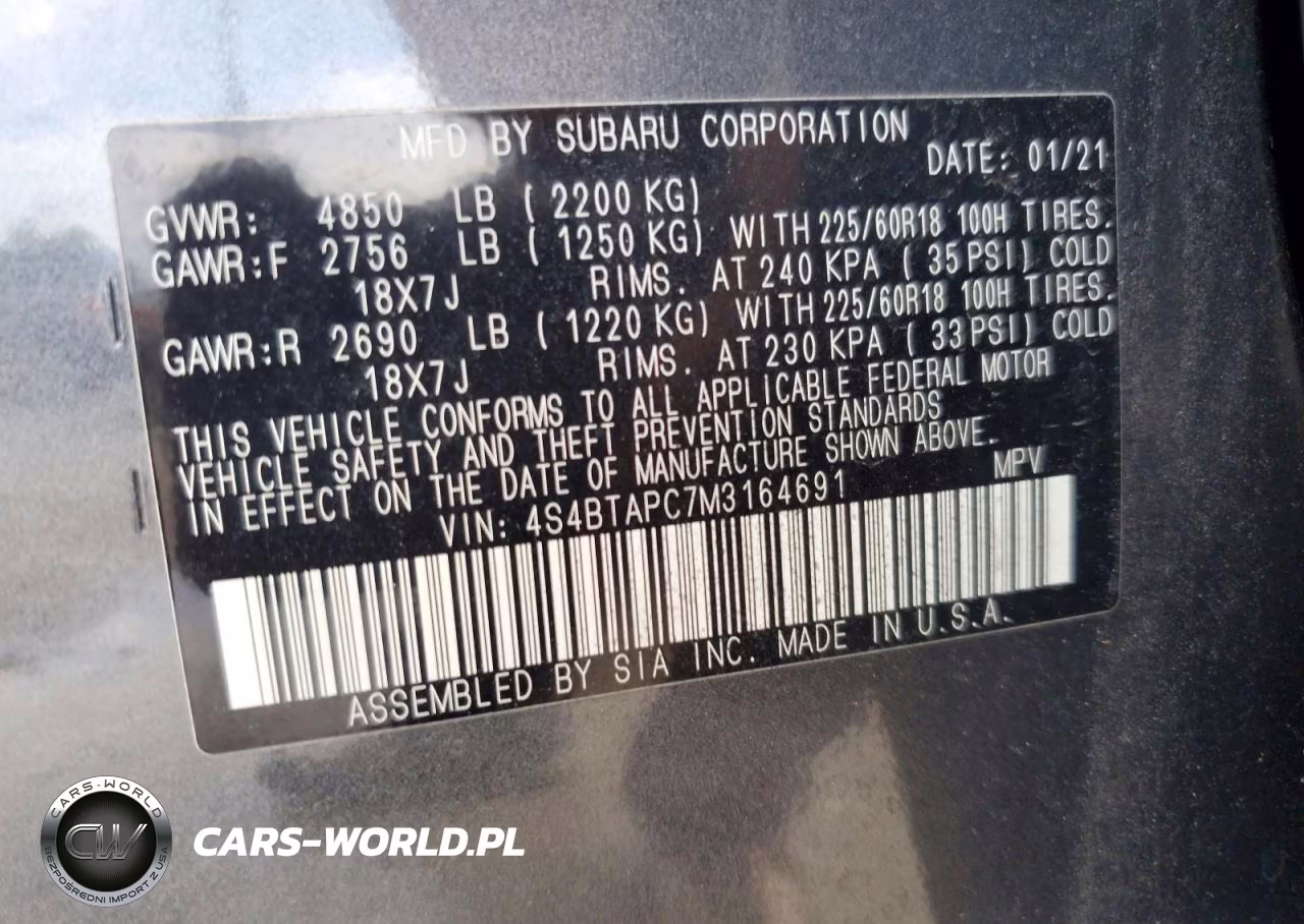 2021 Subaru Outback Touring VIN:4S4BTAPC7M3164691 - 14