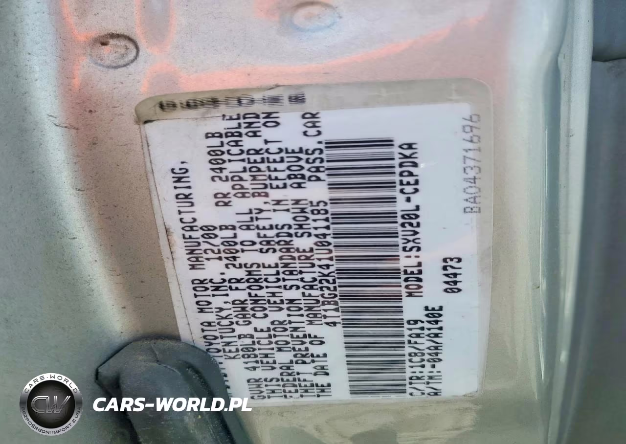 2001 Toyota Camry Ce VIN:4T1BG22K41U041185 - 12