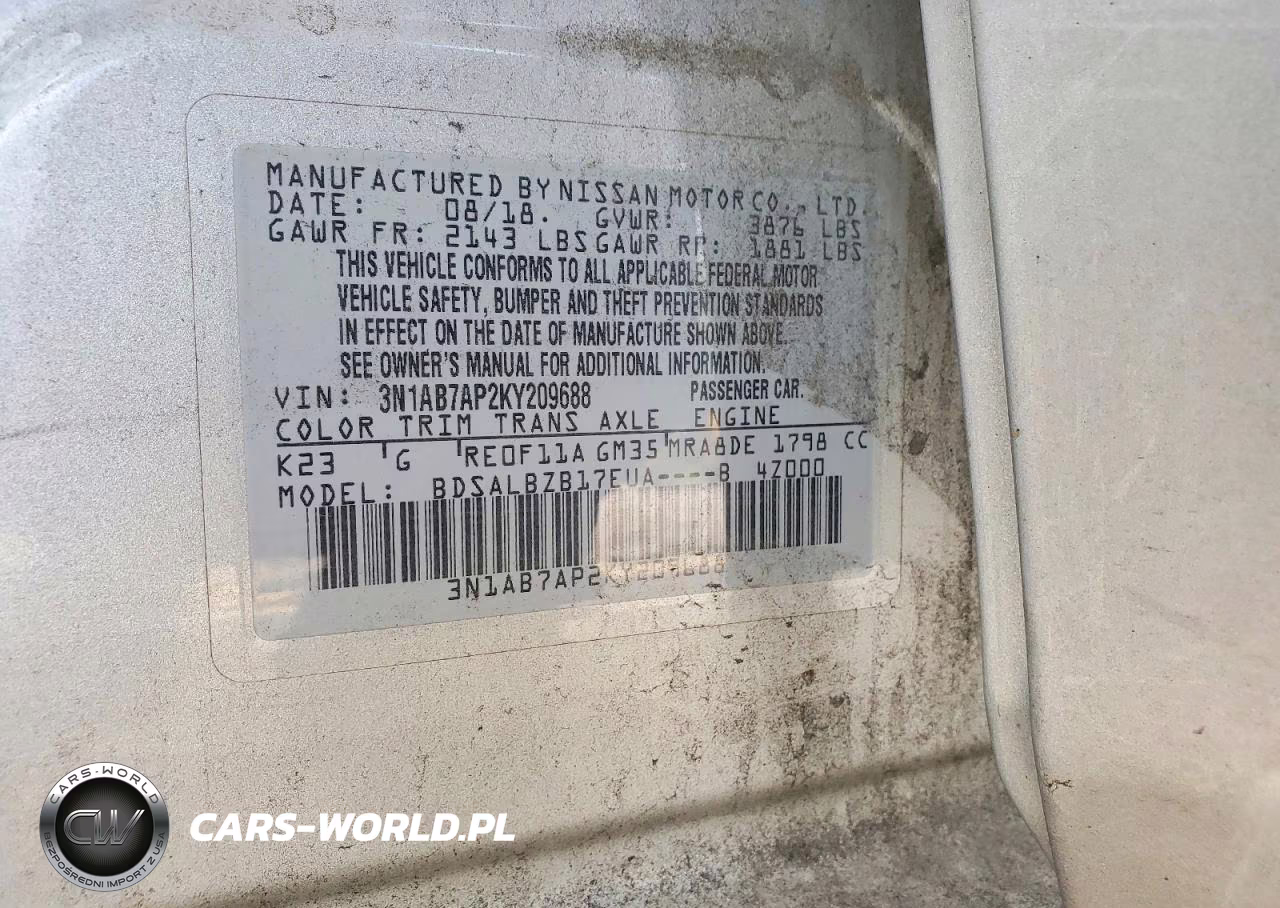 2019 Nissan Sentra S VIN:3N1AB7AP2KY209688 - 12