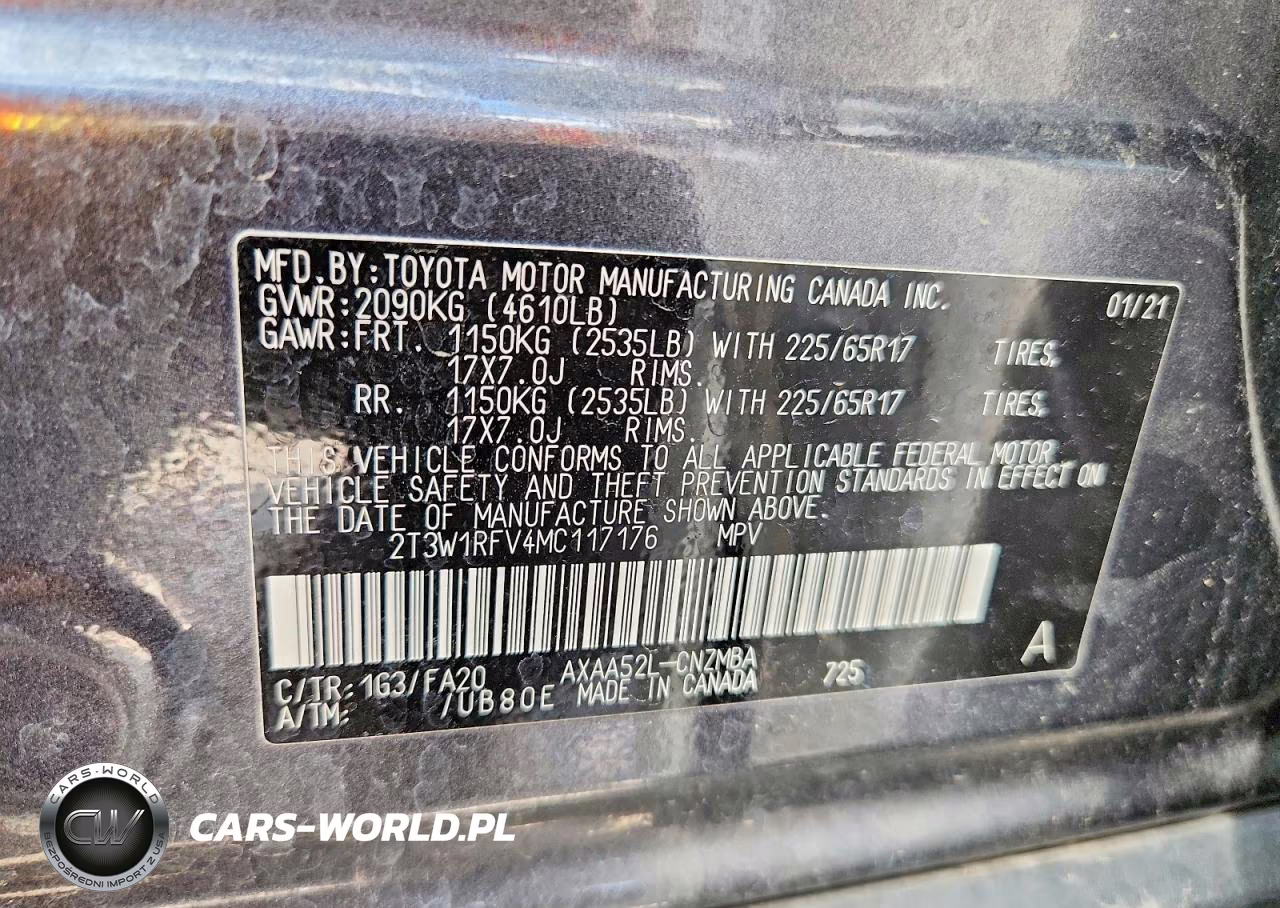 2021 Toyota Rav4 Xle VIN:2T3W1RFV4MC117176 - 12