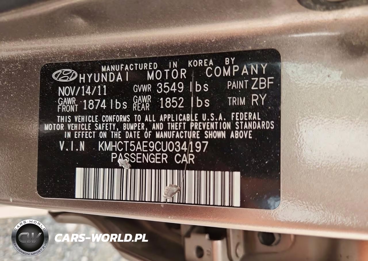 2012 Hyundai Accent Gs VIN:KMHCT5AE9CU034197 - 13