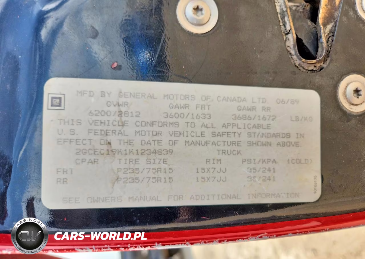 1989 Chevrolet Gmt-400 C1500 VIN:2GCEC19K1K1234839 - 12