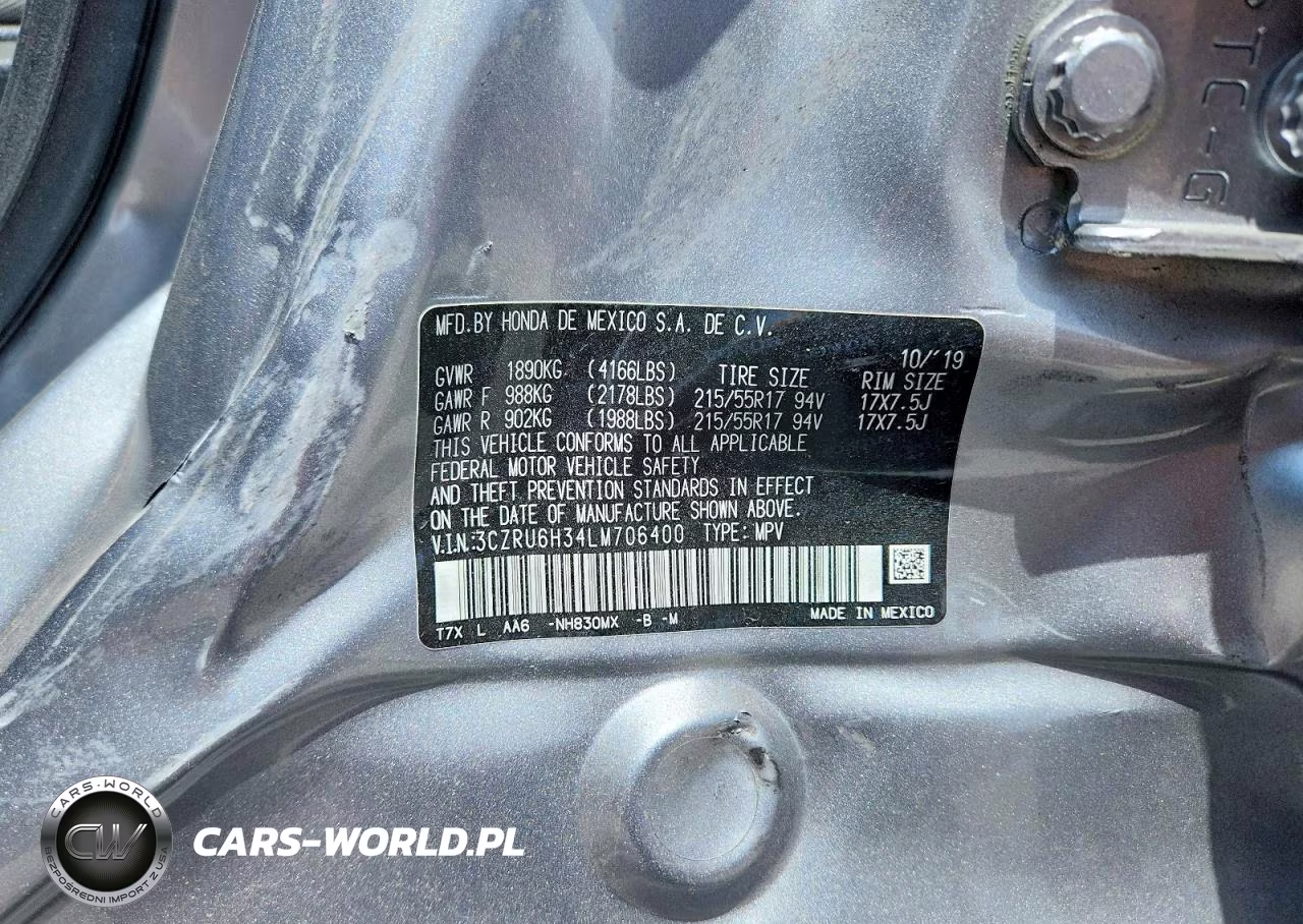 2020 Honda Hr-V Lx VIN:3CZRU6H34LM706400 - 12