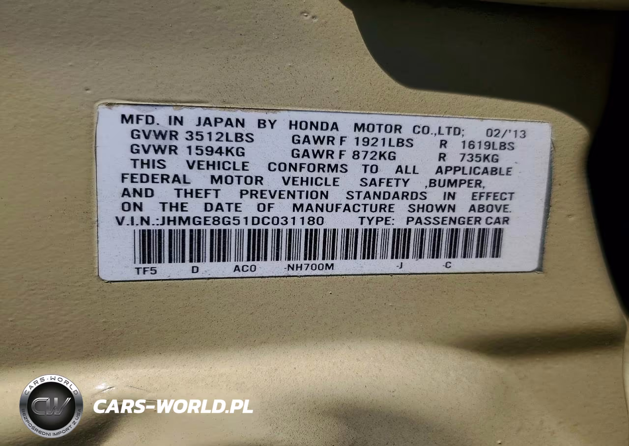2013 Honda Fit Sport VIN:JHMGE8G51DC031180 - 12