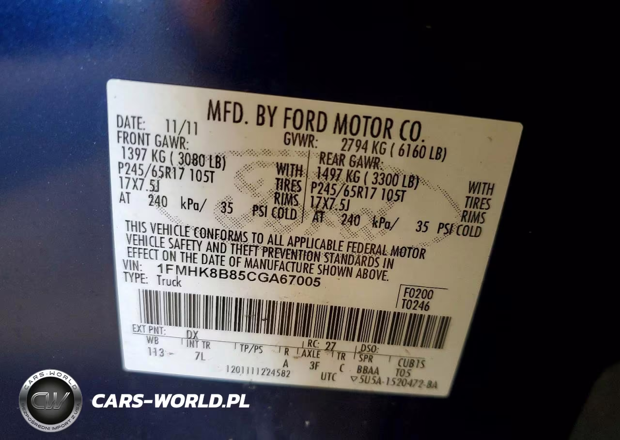 2012 Ford Explorer VIN:1FMHK8B85CGA67005 - 13