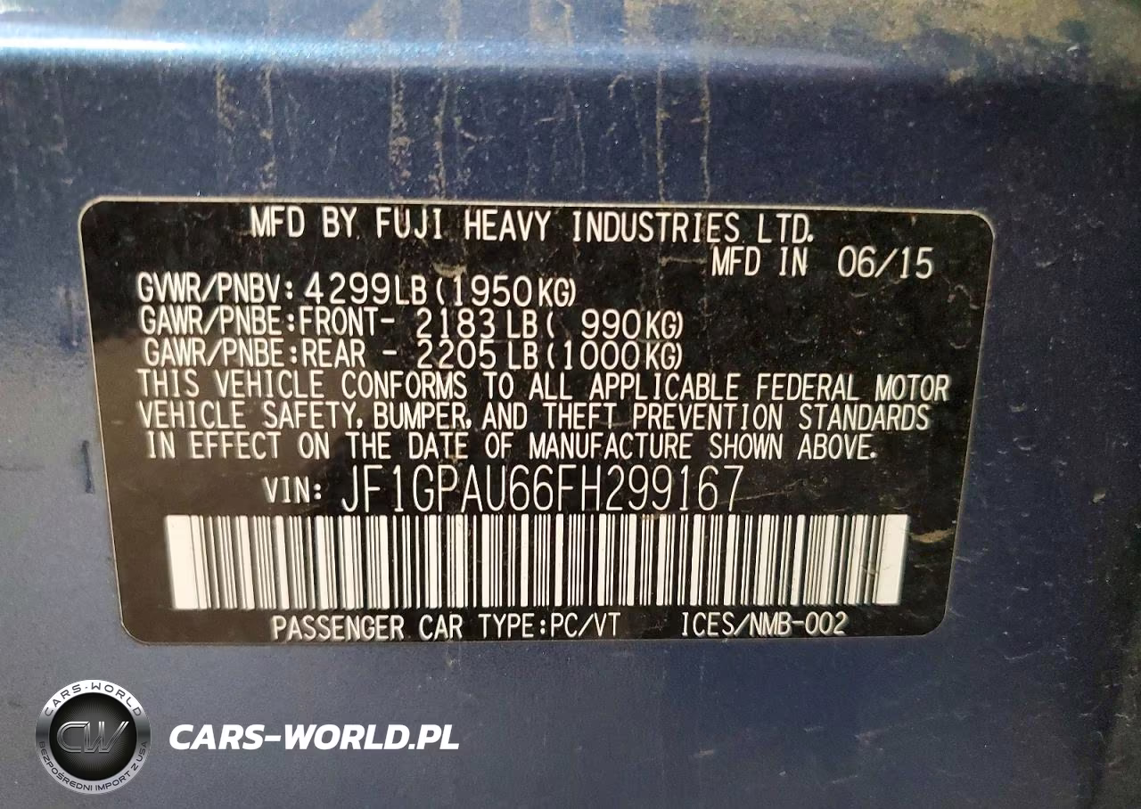 2015 Subaru Impreza Sport VIN:JF1GPAU66FH299167 - 13