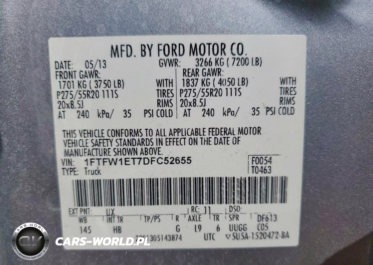 2013 Ford F150 Supercrew VIN:1FTFW1ET7DFC52655 - 13