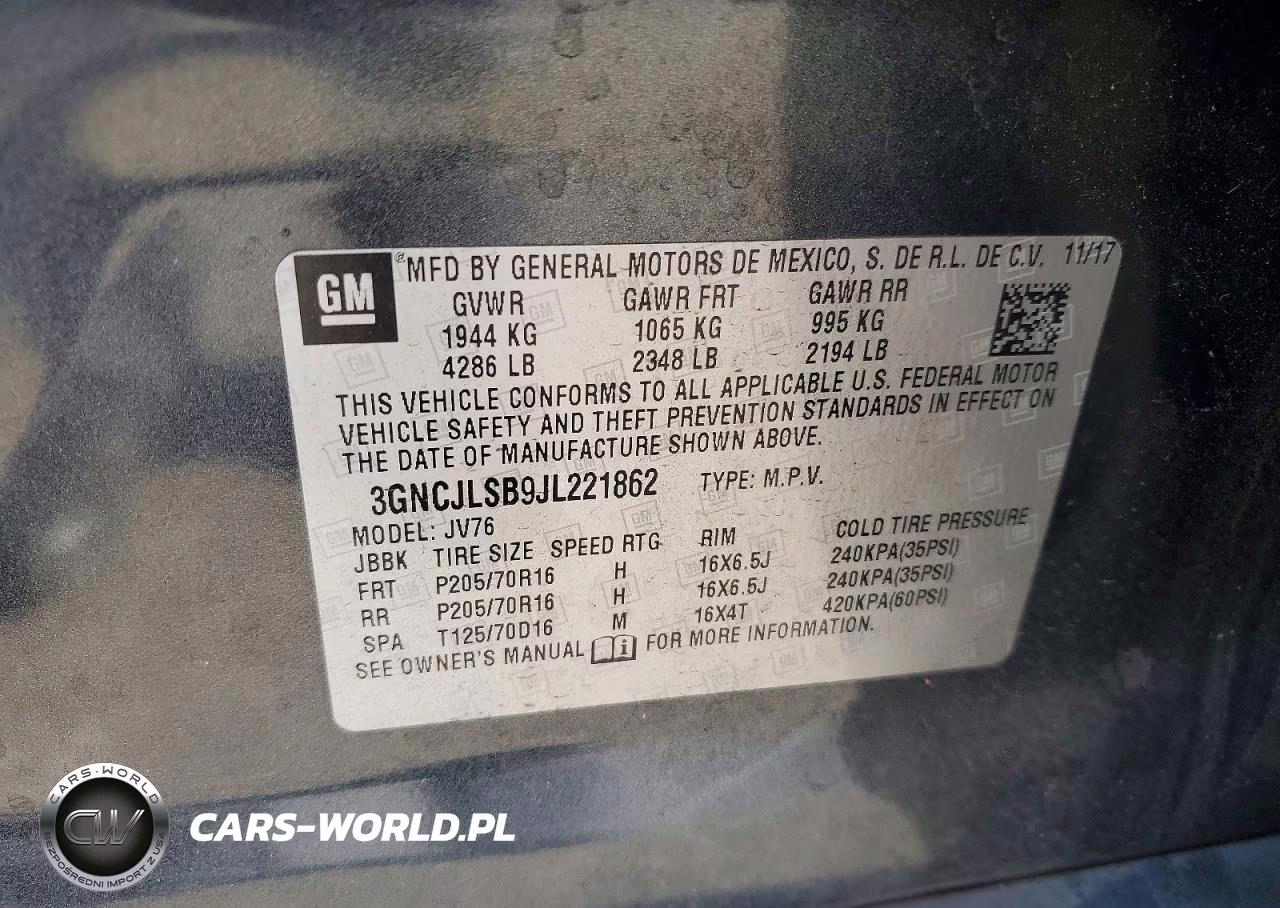 2018 Chevrolet Trax 1Lt VIN:3GNCJLSB9JL221862 - 12
